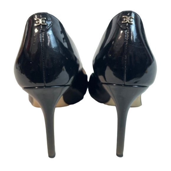 Sam Edelman Hazel Pump Pointed Toe Stiletto Black Gold Sparkle High Heels Sz 9.5 - Picture 4 of 8